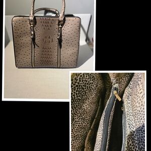 Chic Beige Satchel with Textured Design